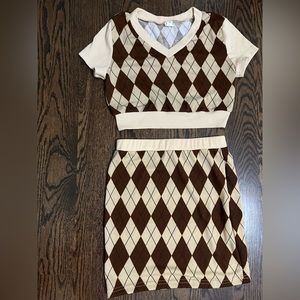Checkered Crop top and skirt
